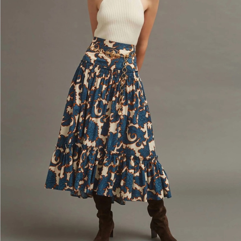 NWOT Cara Cara Tisbury Skirt Mystic Flora Blue USSize8